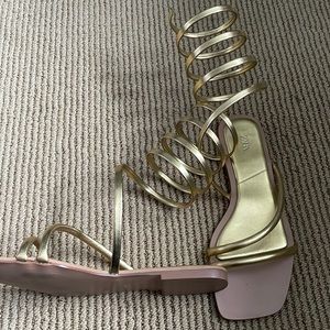 Zara ankle wrap sandals. Gold  size 37 just like new.